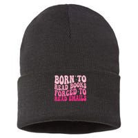 Born To Read Books Forced To Read Emails Groovy Reading Sustainable Knit Beanie
