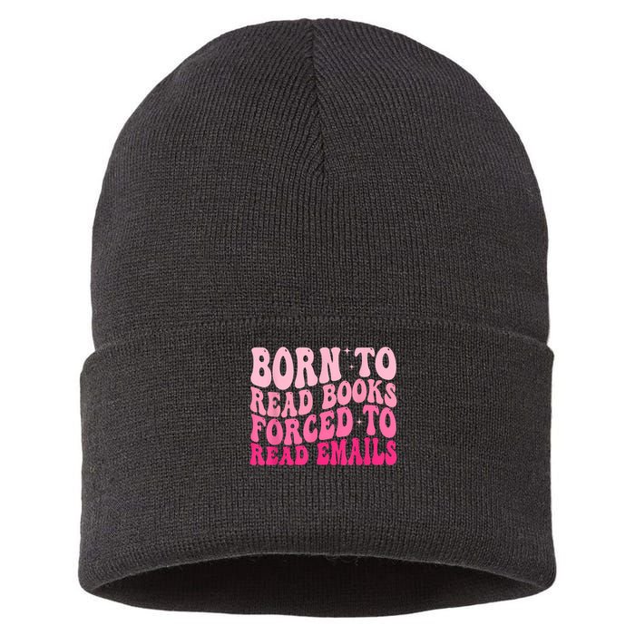 Born To Read Books Forced To Read Emails Groovy Reading Sustainable Knit Beanie