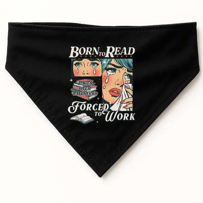 Born To Read Vintage Forced To Work Bookish Addict Bookworm USA-Made Doggie Bandana