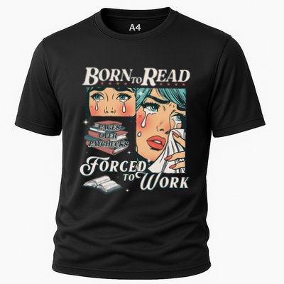 Born To Read Vintage Forced To Work Bookish Addict Bookworm Performance Shirt