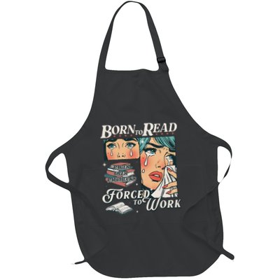 Born To Read Vintage Forced To Work Bookish Addict Bookworm Apron