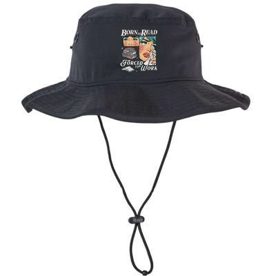 Born To Read Vintage Forced To Work Bookish Addict Bookworm Bucket Hat