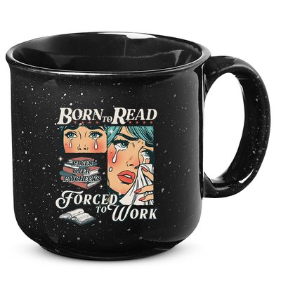 Born To Read Vintage Forced To Work Bookish Addict Bookworm 15oz Campfire Ceramic Mug
