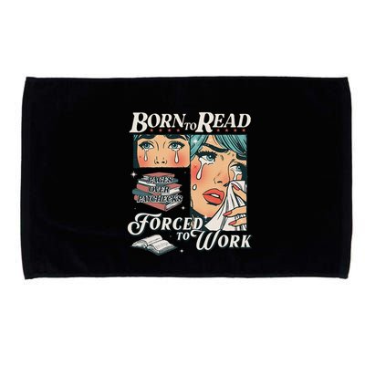 Born To Read Vintage Forced To Work Bookish Addict Bookworm Microfiber Hand Towel