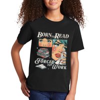 Born To Read Vintage Forced To Work Bookish Addict Bookworm Kids T-Shirt