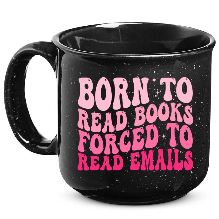 Born To Read Books Forced To Read Emails Groovy Reading  15oz Campfire Ceramic Mug
