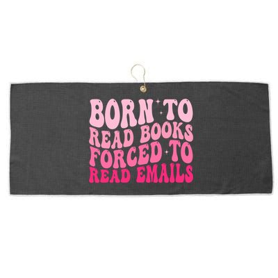 Born To Read Books Forced To Read Emails Groovy Reading  Large Microfiber Waffle Golf Towel
