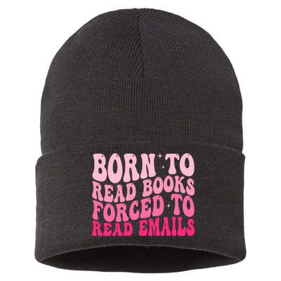 Born To Read Books Forced To Read Emails Groovy Reading  Sustainable Knit Beanie