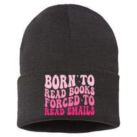 Born To Read Books Forced To Read Emails Groovy Reading  Sustainable Knit Beanie
