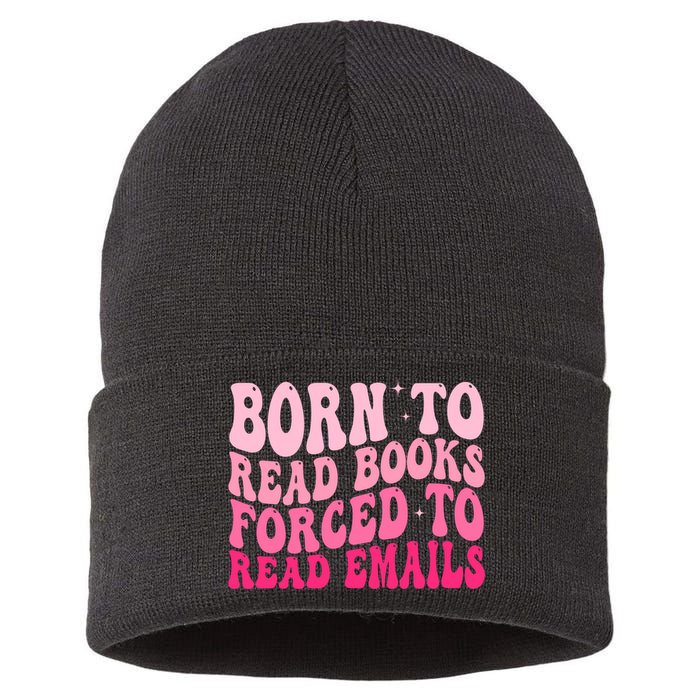 Born To Read Books Forced To Read Emails Groovy Reading  Sustainable Knit Beanie