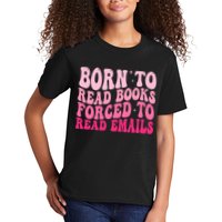 Born To Read Books Forced To Read Emails Groovy Reading  Kids T-Shirt