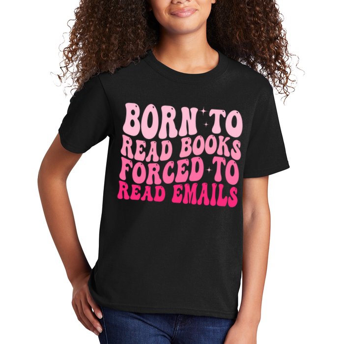 Born To Read Books Forced To Read Emails Groovy Reading  Kids T-Shirt