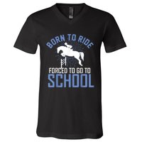 Born To Ride Equestrian Horseback Riding For Girls V-Neck T-Shirt