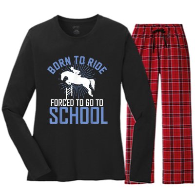 Born To Ride Equestrian Horseback Riding For Girls Women's Long Sleeve Flannel Pajama Set 