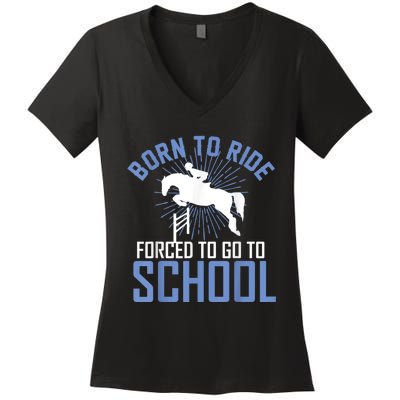 Born To Ride Equestrian Horseback Riding For Girls Women's V-Neck T-Shirt