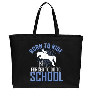 Born To Ride Equestrian Horseback Riding For Girls Cotton Canvas Jumbo Tote