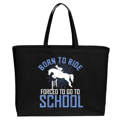 Born To Ride Equestrian Horseback Riding For Girls Cotton Canvas Jumbo Tote