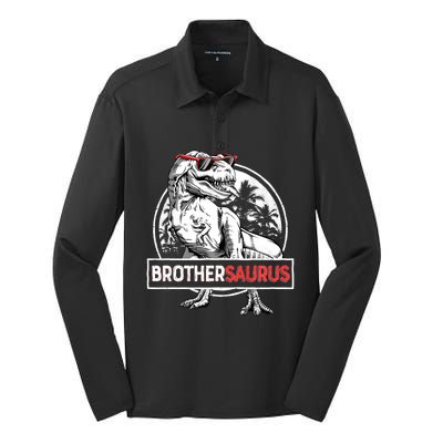 Brothersaurus T Rex Dinosaur Brother Saurus Family Matching Long Sleeve Silk Touch Performance Long Sleeve Polo