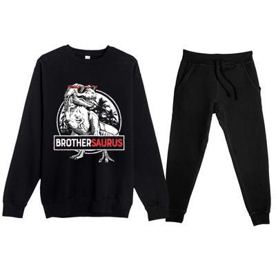 Brothersaurus T Rex Dinosaur Brother Saurus Family Matching Long Sleeve Premium Crewneck Sweatsuit Set