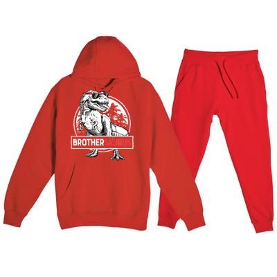 Brothersaurus T Rex Dinosaur Brother Saurus Family Matching Long Sleeve Premium Hooded Sweatsuit Set