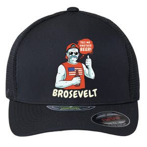 Brosevelt Teddy Roosevelt Bro with a Beer 4th of July Flexfit Unipanel Trucker Cap