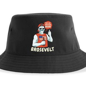 Brosevelt Teddy Roosevelt Bro with a Beer 4th of July Sustainable Bucket Hat