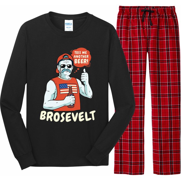 Brosevelt Teddy Roosevelt Bro with a Beer 4th of July Long Sleeve Pajama Set