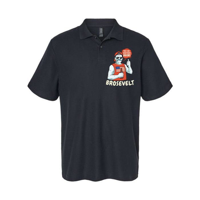 Brosevelt Teddy Roosevelt Bro with a Beer 4th of July Softstyle Adult Sport Polo