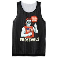 Brosevelt Teddy Roosevelt Bro with a Beer 4th of July Mesh Reversible Basketball Jersey Tank