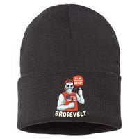 Brosevelt Teddy Roosevelt Bro with a Beer 4th of July Sustainable Knit Beanie