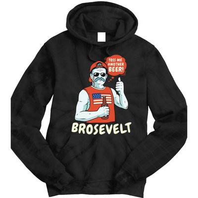 Brosevelt Teddy Roosevelt Bro with a Beer 4th of July Tie Dye Hoodie