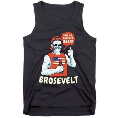 Brosevelt Teddy Roosevelt Bro with a Beer 4th of July Tank Top