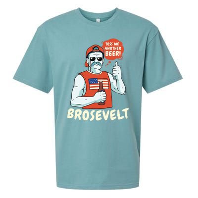 Brosevelt Teddy Roosevelt Bro with a Beer 4th of July Sueded Cloud Jersey T-Shirt