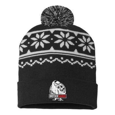 Brothersaurus T Rex Dinosaur Brother Saurus Family Matching USA-Made Snowflake Beanie