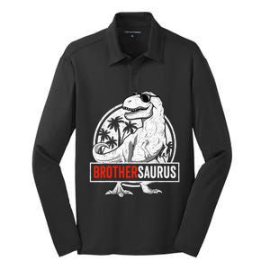 Brothersaurus T Rex Dinosaur Brother Saurus Family Matching Silk Touch Performance Long Sleeve Polo