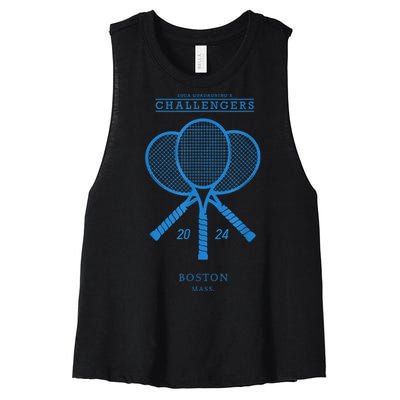 Blue Tennis Rackets Challengers Movie Women's Racerback Cropped Tank