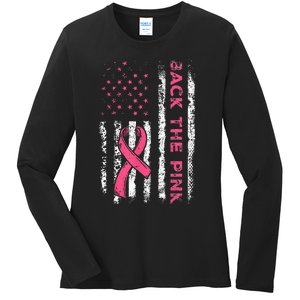 Back The Ribbon American Flag Ladies Long Sleeve Shirt