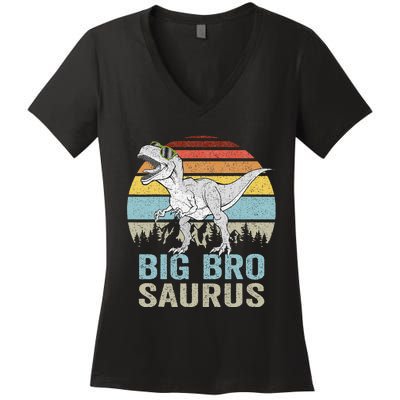 Bigbrosaurus T Rex Dino Big Bro Saurus Brother Dinosaur Women's V-Neck T-Shirt