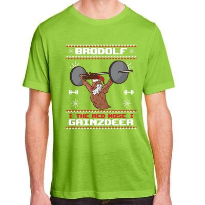 Brodolf The Red Nose Gainzdeer Gym Ugly Christmas Sweater Great Gift Adult ChromaSoft Performance T-Shirt