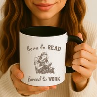 Born To Read Forced To Work Retro Mug