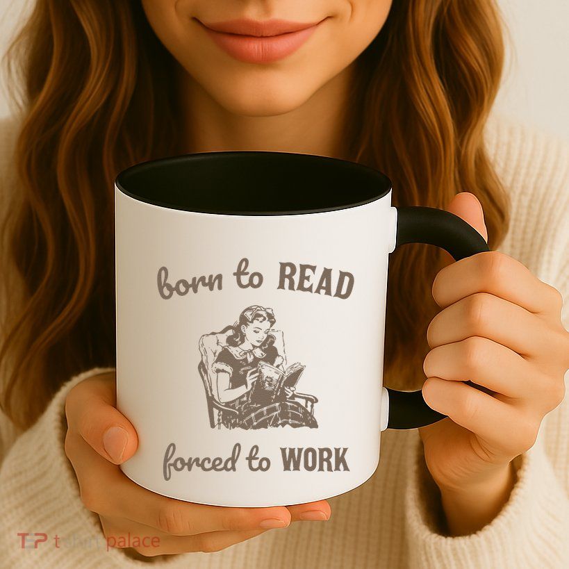 Born To Read Forced To Work Retro Mug