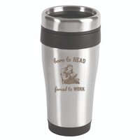 Born To Read Forced To Work Retro 16oz Travel Tumbler