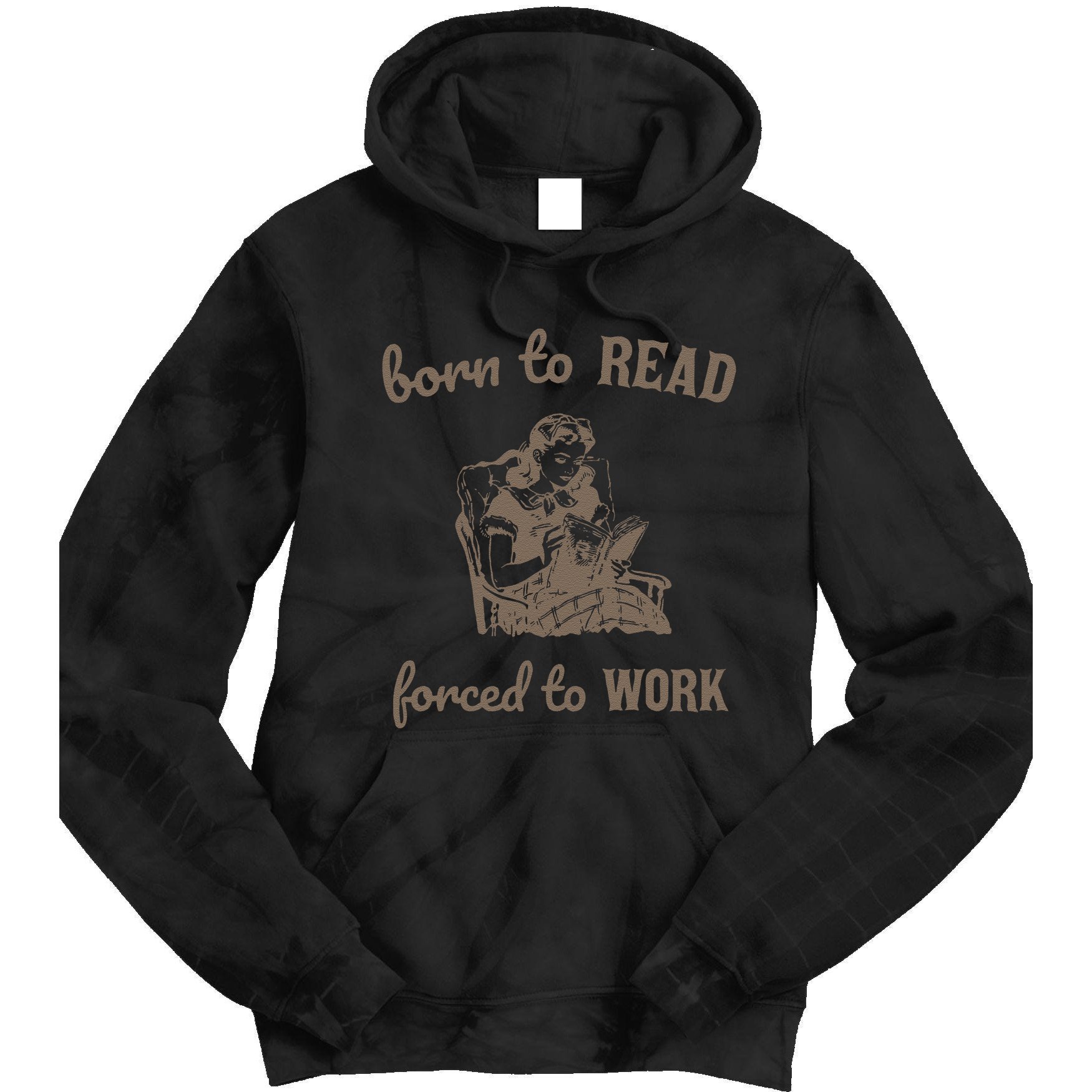 Born To Read Forced To Work Retro Tie Dye Hoodie