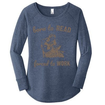 Born To Read Forced To Work Retro Women's Perfect Tri Tunic Long Sleeve Shirt