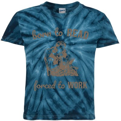 Born To Read Forced To Work Retro Kids Tie-Dye T-Shirt