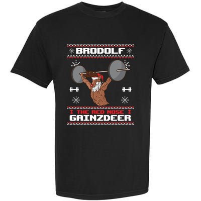 Brodolf The Red Nose Gainzdeer Gym Ugly Christmas Sweater, Garment-Dyed Heavyweight T-Shirt