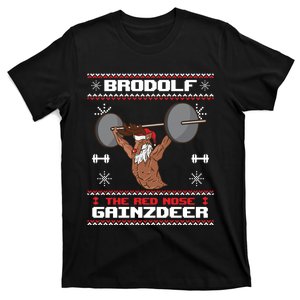 Brodolf The Red Nose Gainzdeer Gym Ugly Christmas Sweater, T-Shirt