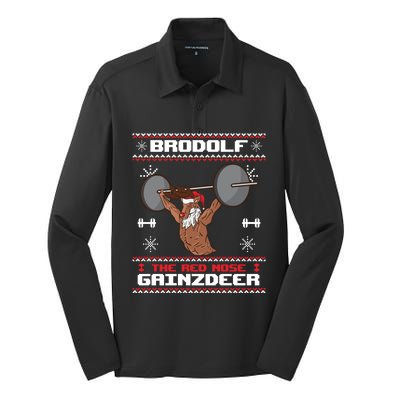 Brodolf The Red Nose Gainzdeer Gym Ugly Christmas Sweater, Silk Touch Performance Long Sleeve Polo