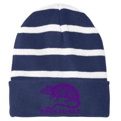 Born To Rat Funny Rat Meme Striped Beanie with Solid Band