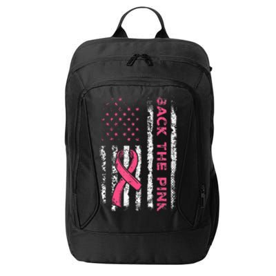 Back The Ribbon American Flag Breast Cancer Awareness City Backpack